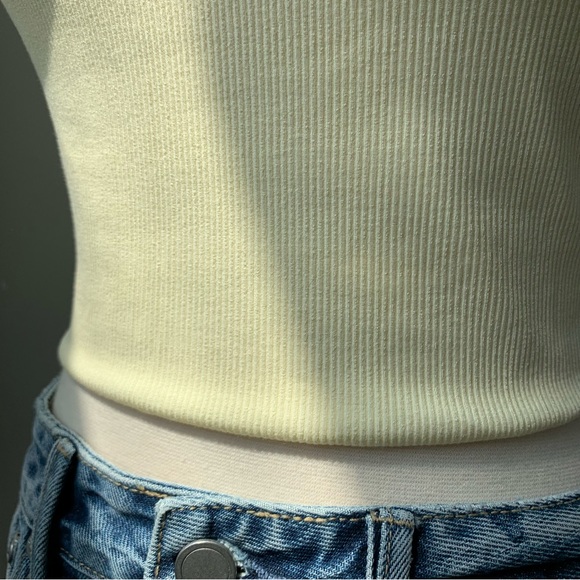 Round Neck Bungee Strap Rib Knit Tank Top - Butter - Picture 7 of 10